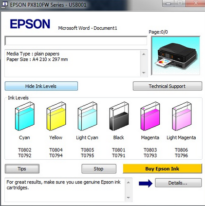 Reset máy in màu Epson L800